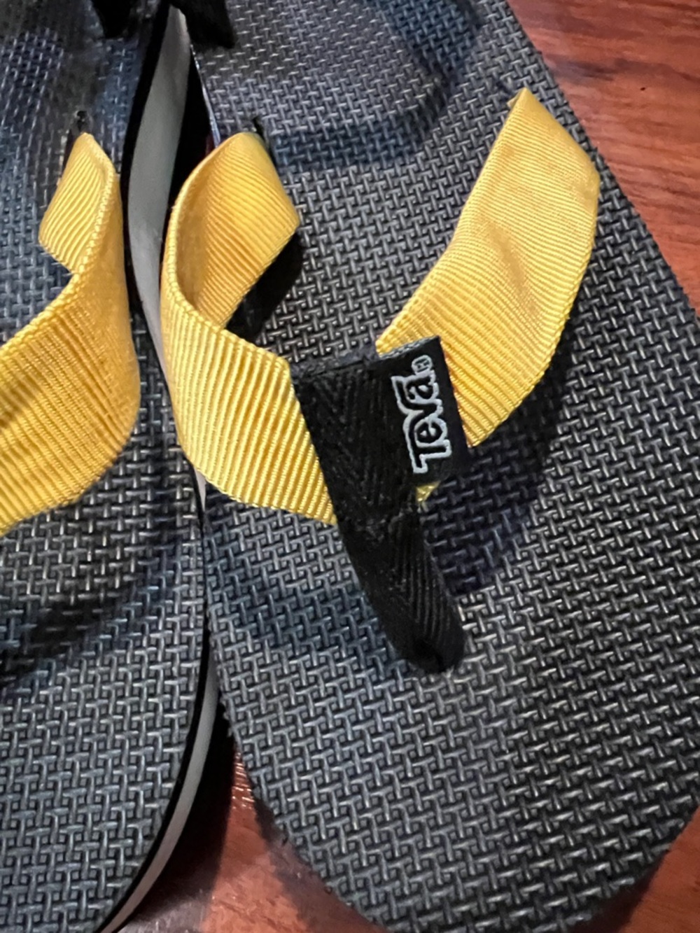 Teva Black Sandals with Yellow Straps - Picture 2 of 11